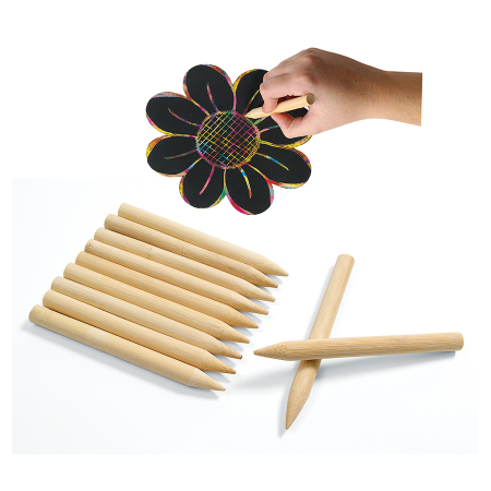 Suport pentru decor - Creioane din lemn pentru scratch design – Set de 48