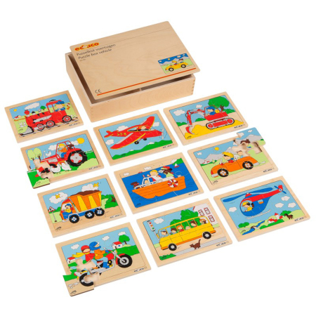 Puzzle-uri in set - Cutie cu 10 puzzle – Vehicule
