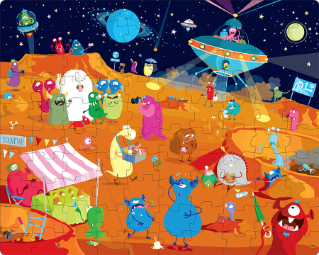 Puzzle-uri - Extratereștri - Carte + puzzle uriaș