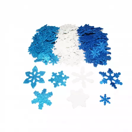 Forme din spuma - Fulgi de zapada glitter adezivi - 240 buc