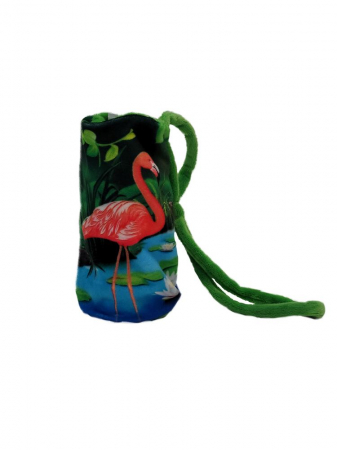 Mingi si accesorii - Gentuță din pluș pentru sticla de apă - Flamingo