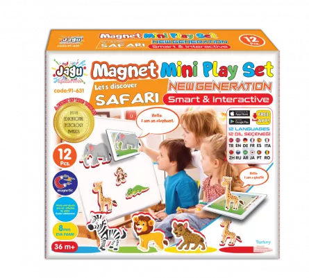 Jocuri cu aplicatii digitale - Joc cu realitate augmentata - Set de 12 magneti. Safari