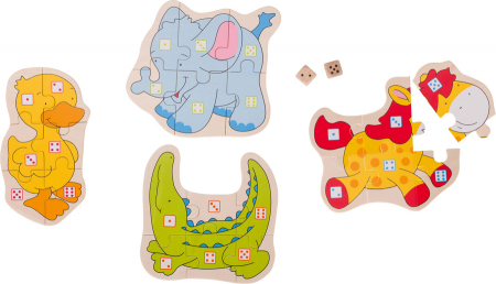Puzzle-uri cu animale - Joc cu zaruri - Animale