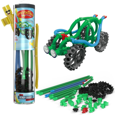 Jocuri si jucarii educative - Joc de construcție cu 34 de piese flexibile - Mașinuța Bendy Buggy