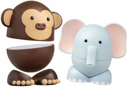 Jocuri si jucarii educative - Joc de construit cu 6 piese magnetice-Maimuță și elefant