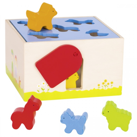 Jocuri de constructie si asamblare - Joc de sortare cu 5 animale domestice din lemn
