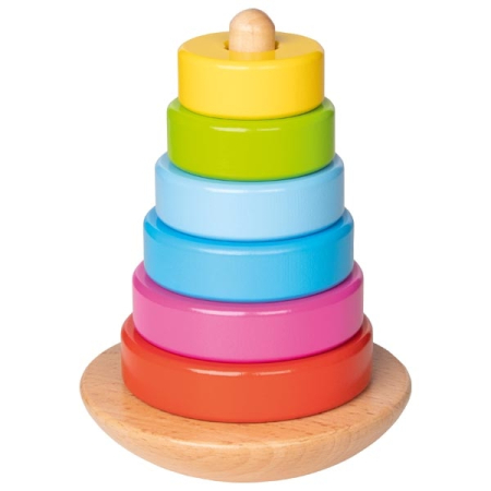 Jocuri de constructie si asamblare - Joc de stiviut cu 6 inele colorate din lemn