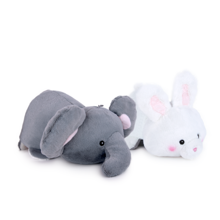 Jucarii de plus - Jucarie din plus reversibila - Elefant si iepuras, 18 cm