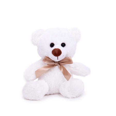 Jucarii de plus - Jucarie din plus - Ursulet alb cu fundita, 23 cm