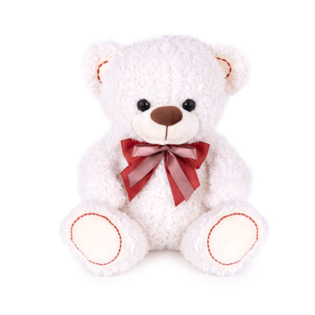 Jucarii de plus - Jucarie din plus - Ursulet alb cu fundita, 30 cm