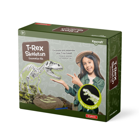 Jocuri si jucarii educative - Kit de explorator - Sapă și descoperă T-rex fosforescent