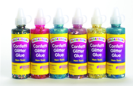 Lucru manual - Lipici colorat cu sclipici și confeti - 6 buc - 120 ml