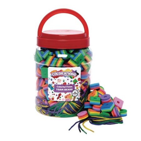 Margele, paiete si alte accesorii - Mărgele din spumă curcubeu (include șnururi) - 200 de piese