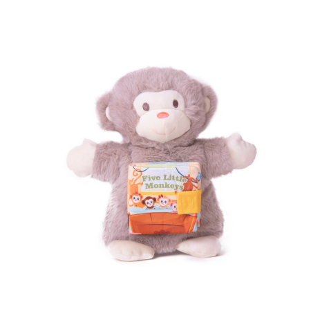 Jucarii de plus - Marioneta de mana - Maimuta cu carte, 25 cm