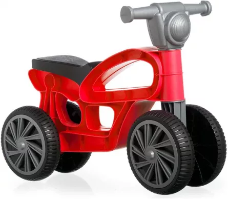 Miscare si coordonare - Mini bicicleta fara pedale, cu 4 roti - Rosu