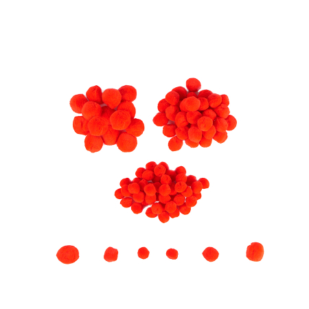Pom-Pom - Mini pom-pom - 100 de piese - Roșu