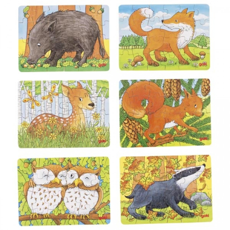 Puzzle-uri cu animale - Mini-puzzle cu 24 de piese - Animale din padure