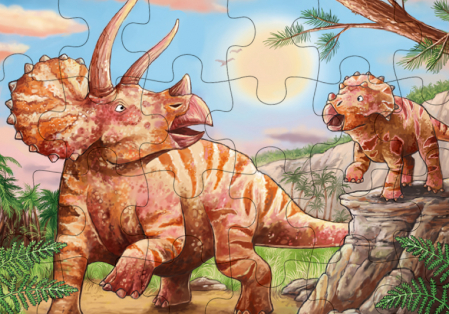 Mini-puzzle din lemn cu 24 piese - Dinozauri [5]