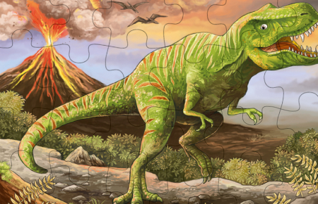 Mini-puzzle din lemn cu 24 piese - Dinozauri [4]