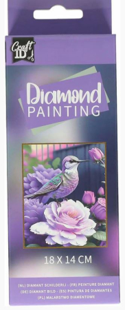Noutăți - Mini-tablou cu diamante - Vrăbiuța pe flori, 18 x 14 cm