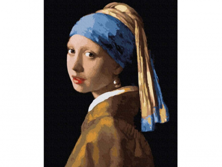 Pictura pe numere - Fata cu cercel de perla (Johannes Vermeer), 40 x 50 cm [0]
