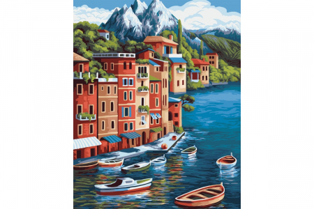 Pictura pe numere - Pictura pe numere - Orasul de la munte, 40 x 50 cm