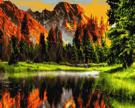 Pictura pe numere - Pictura pe numere - Peisaj montan, 40 x 50 cm