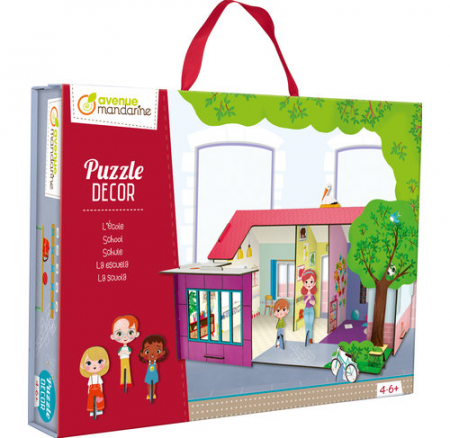 Puzzle 3D cu o scena de construit, 5 personaje si un accesoriu - scoala [1]