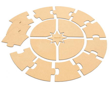 Explorarea mediului inconjurator - Puzzle circular necompletat cu 17 piese din lemn - Soarele, anotimpurile și lunile anului