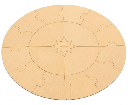 Puzzle circular necompletat cu 17 piese din lemn - Soarele, anotimpurile și lunile anului [1]