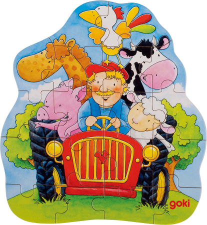 Puzzle contur - Tractor. Excavator. Pompieri [2]