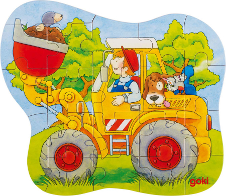 Puzzle-uri cu mijloace de transport - Puzzle contur - Tractor. Excavator. Pompieri