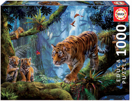 Puzzle-uri - Puzzle cu 1000 de piese - Tigri în copac