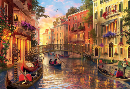 Puzzle cu 1500 de piese - Apus de soare în Veneția [1]