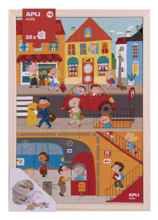 Puzzle-uri geografice - Puzzle cu 28 de piese din lemn - Orasul