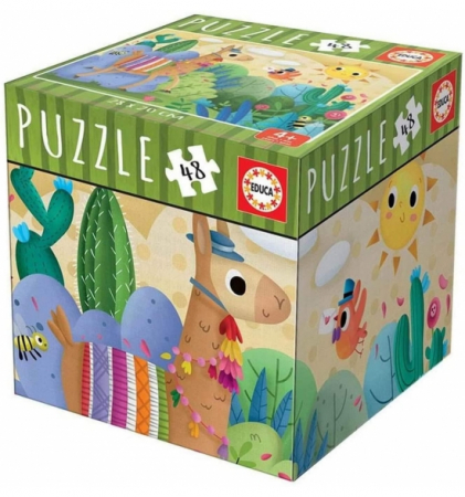 Puzzle cu 48 de piese intr-o mini cutie tip cub - Lama [0]