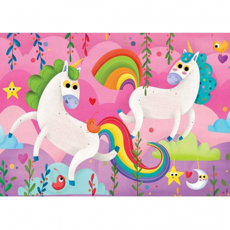 Puzzle cu 48 de piese intr-o mini cutie tip cub - Unicorni [1]