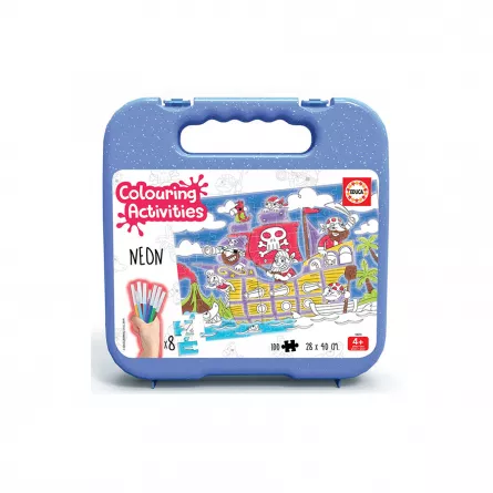 Carti, postere si jocuri de colorat - Puzzle de colorat cu 100 de piese - Pirati