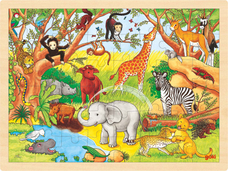 Puzzle-uri cu animale - Puzzle din lemn – Africa