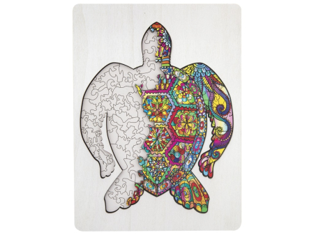 Puzzle-uri incastrate - Puzzle din lemn cu 132 de piese în forme deosebite - Broască țestoasă 