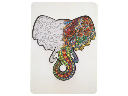 Puzzle-uri - Puzzle din lemn cu 132 de piese în forme deosebite - Elefant 