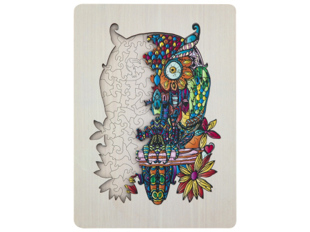 Puzzle-uri - Puzzle din lemn cu 133 de piese în forme deosebite - Bufniță 