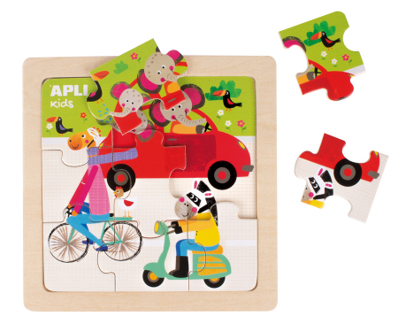 Puzzle-uri cu mijloace de transport - Puzzle din lemn cu 9 piese - Mașină