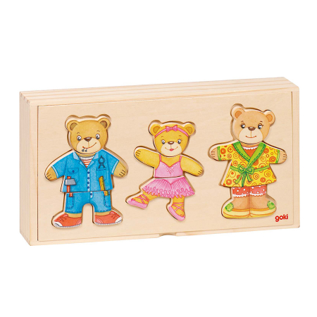 Papusi si accesorii - Puzzle din lemn - imbraca ursuletul