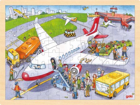 Puzzle-uri cu mijloace de transport - Puzzle din lemn - La aeroport