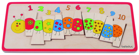 Puzzle-uri incastrate - Puzzle din lemn - Omida cu numere