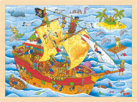 Puzzle-uri cu mijloace de transport - Puzzle din lemn – Pirați
