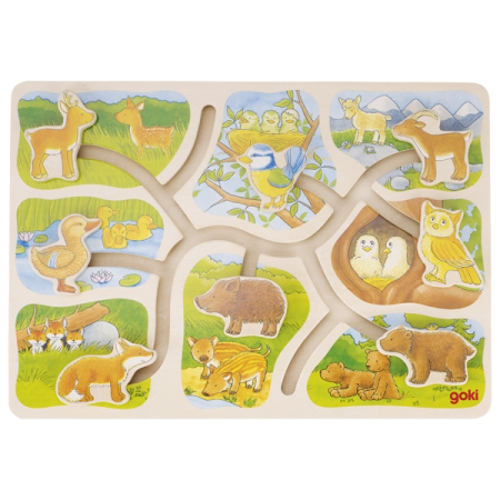 Puzzle-uri - Puzzle glisant din lemn - Pui de animale