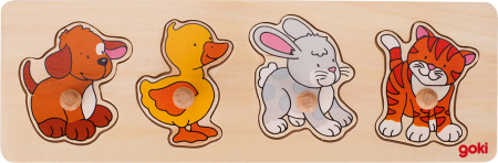 Puzzle-uri incastrate - Puzzle încastrat - Câine, rață, iepure și pisică