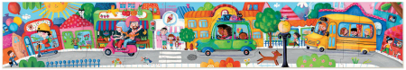 Puzzle panoramic cu 26 piese - La plimbare prin oraș [1]